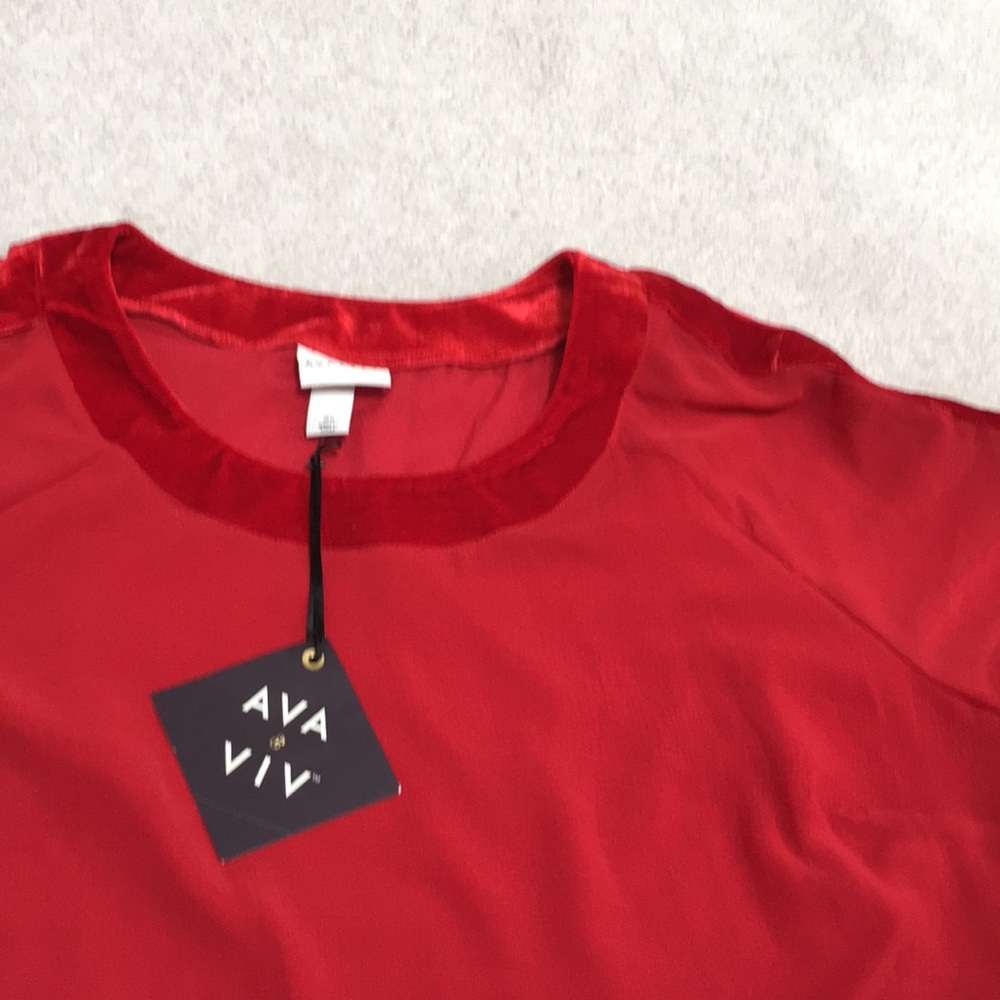 NWT Ava & Viv Red Velvet Top - Picture 4 of 10